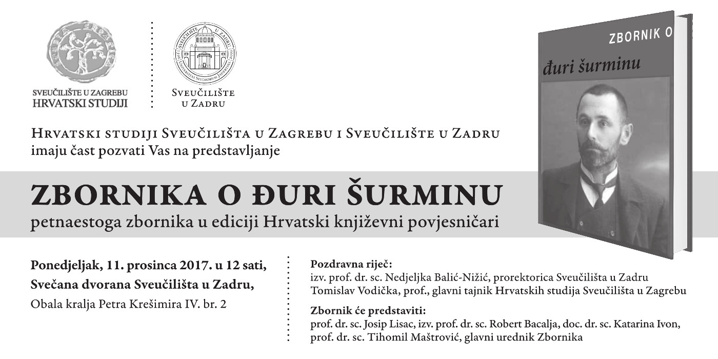 Pozivnica na predstavljanje Zbornika o Đuri Šurminu