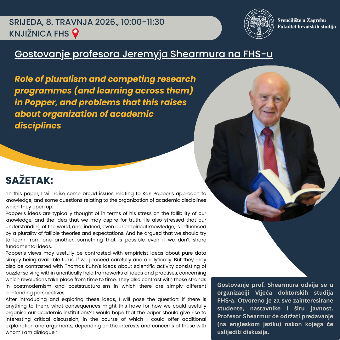 Poziv na gostujuće predavanje profesora Jeremyja Shearmura